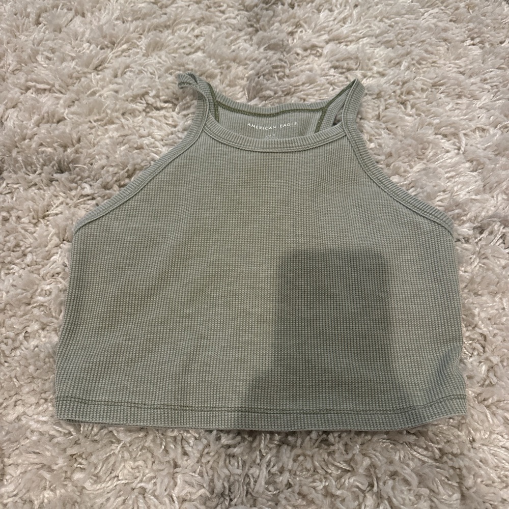 American Eagle Outfitters Olive Ribbed Crop Top